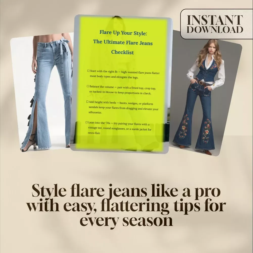 Flare Up Your Style: The Ultimate Flare Jeans Checklist | Digital Download | How to Style Flare Jeans eBook & Fashion Guide