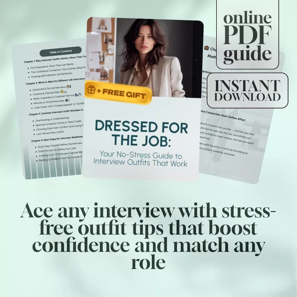 Dressed for the Job: Your No-Stress Guide to Interview Outfits That Work | Job Interview Outfits Digital Guide, eBook & Checklist for Professional Success