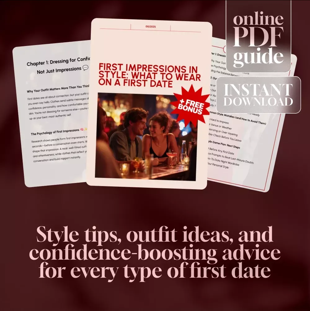 First Impressions in Style: What to Wear on a First Date | First Date Outfits Guide, Digital Download eBook & Checklist for Confident Style Choices