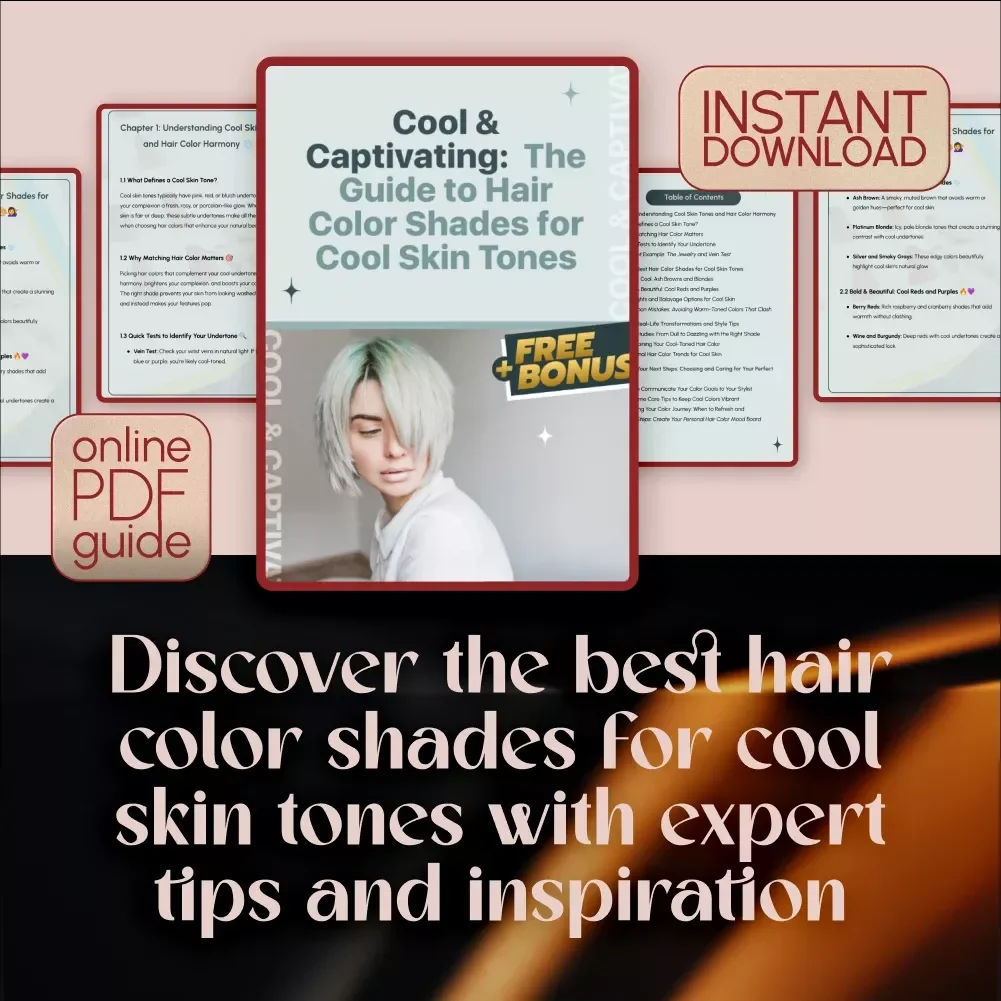 Cool & Captivating: The Guide to Hair Color Shades for Cool Skin Tones | Digital Download eBook for Choosing the Best Hair Colors, Cool Undertone Hair Inspiration & Styling Tips