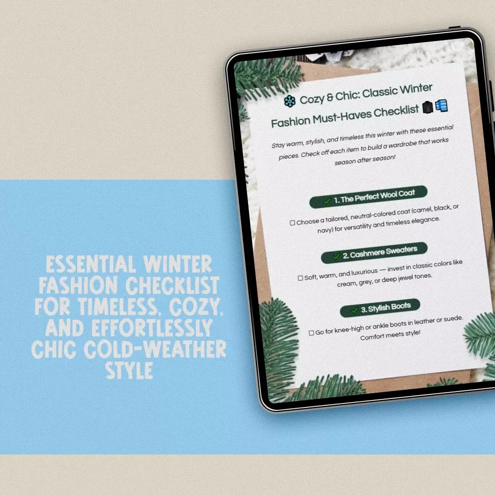 Cozy & Chic: Classic Winter Fashion Must-Haves Checklist | Digital Download Wardrobe Guide for Timeless Cold-Weather Style