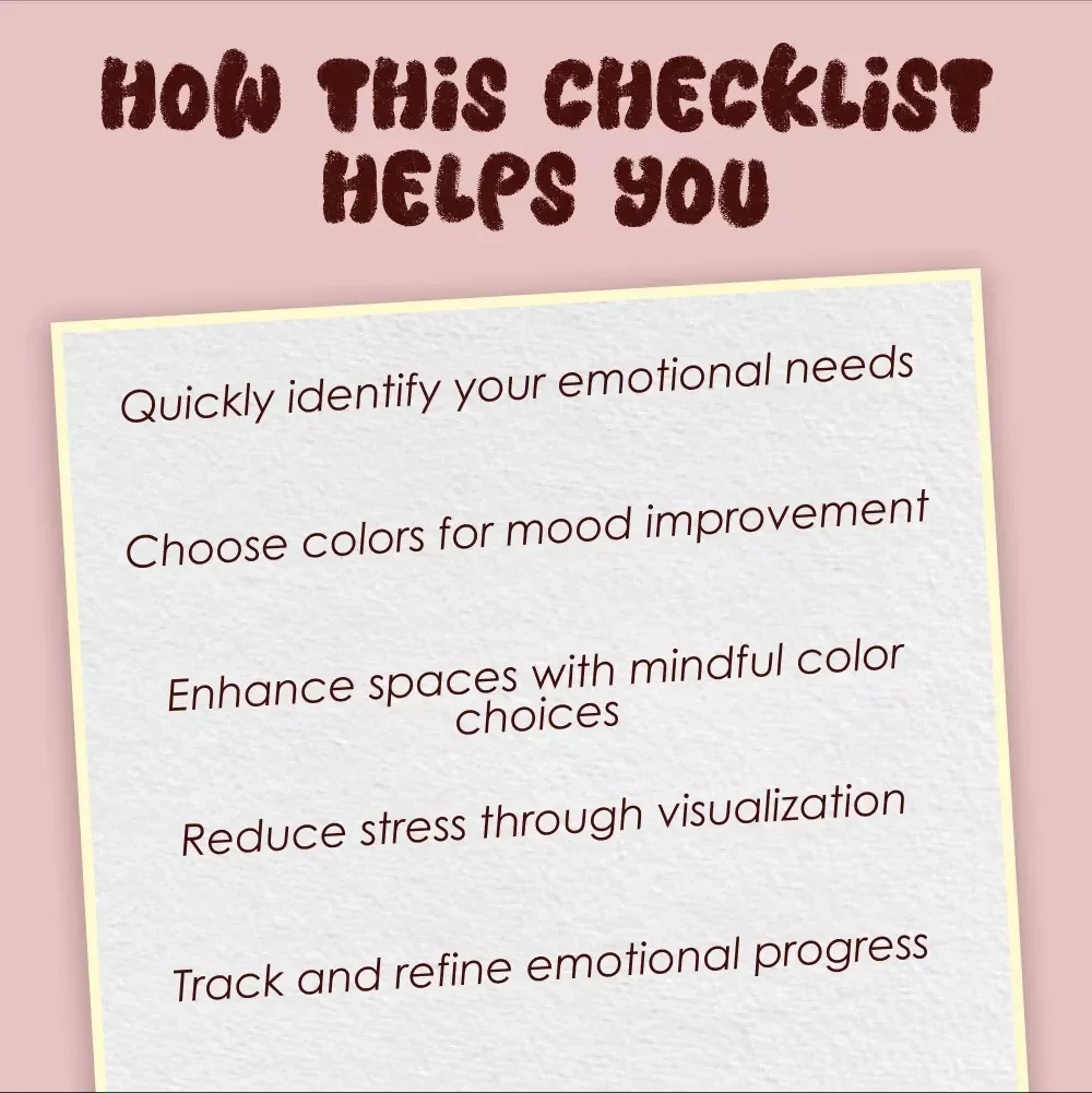 Color Therapy Checklist – Printable Digital Download for Emotional Wellness, Mood Boosting, and Stress Relief Guide