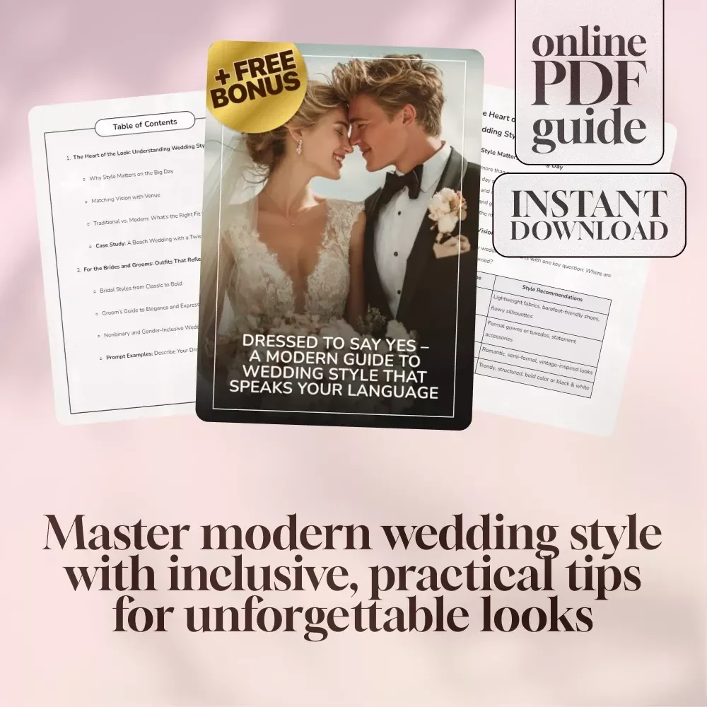 Dressed to Say Yes – A Modern Guide to Wedding Style That Speaks Your Language | Digital Wedding Clothes Style Guide for Brides, Grooms & Guests