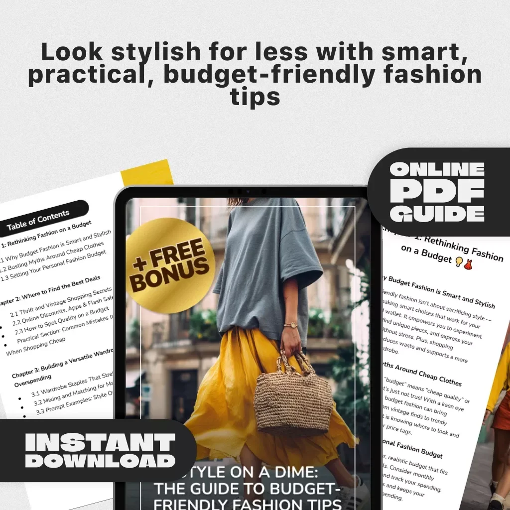 Style on a Dime: The Guide to Budget-Friendly Fashion Tips | Affordable Style, Thrift Shopping Secrets & Wardrobe Planning eBook