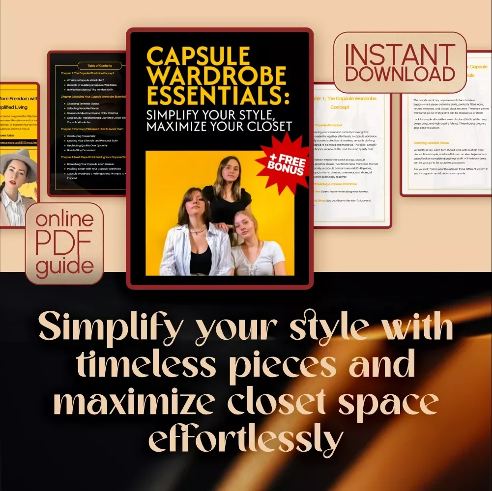 Capsule Wardrobe Essentials: Simplify Your Style, Maximize Your Closet | Minimalist Fashion Guide, Digital Download, Wardrobe Planner, Declutter Your Closet, Capsule Wardrobe PDF