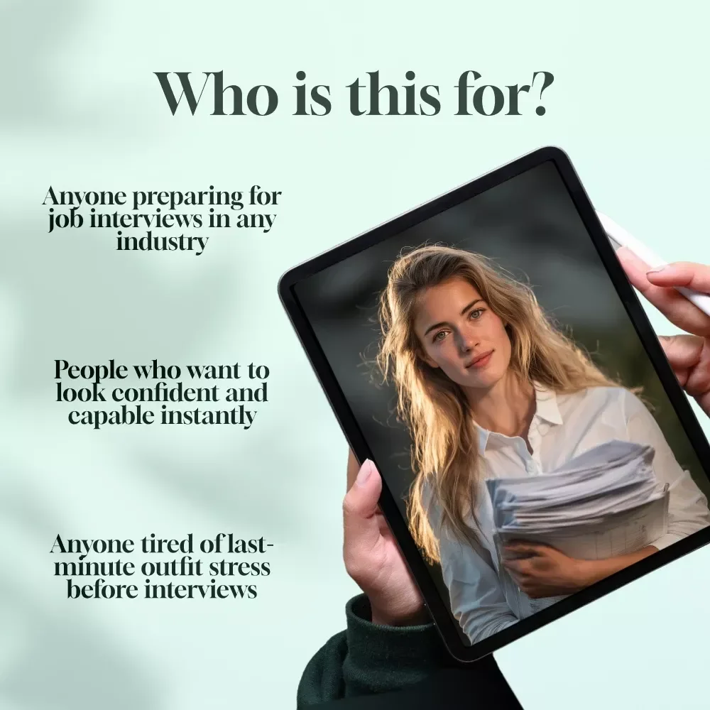 Dressed for the Job: Your No-Stress Guide to Interview Outfits That Work | Job Interview Outfits Digital Guide, eBook & Checklist for Professional Success
