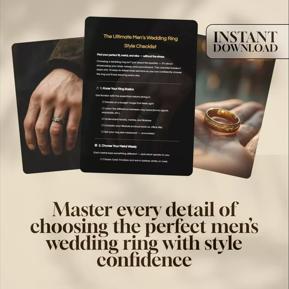 The Ultimate Men’s Wedding Ring Style Checklist | Digital Download Guide for Groom’s Ring Shopping, Men’s Wedding Ring Styles & Band Selection