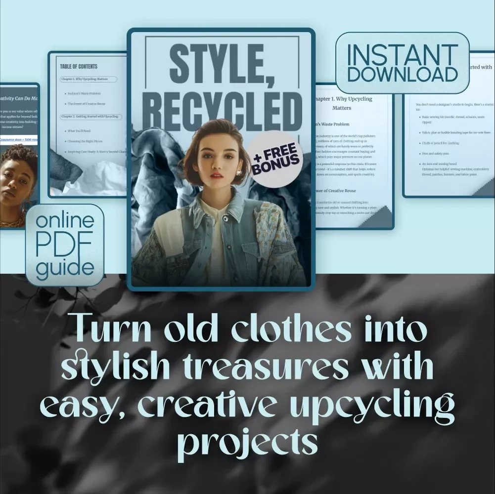 Style, Recycled | How to Upcycle Clothes Guide for Beginners & DIY Fashion Lovers – Digital Download eBook & Creative Checklist
