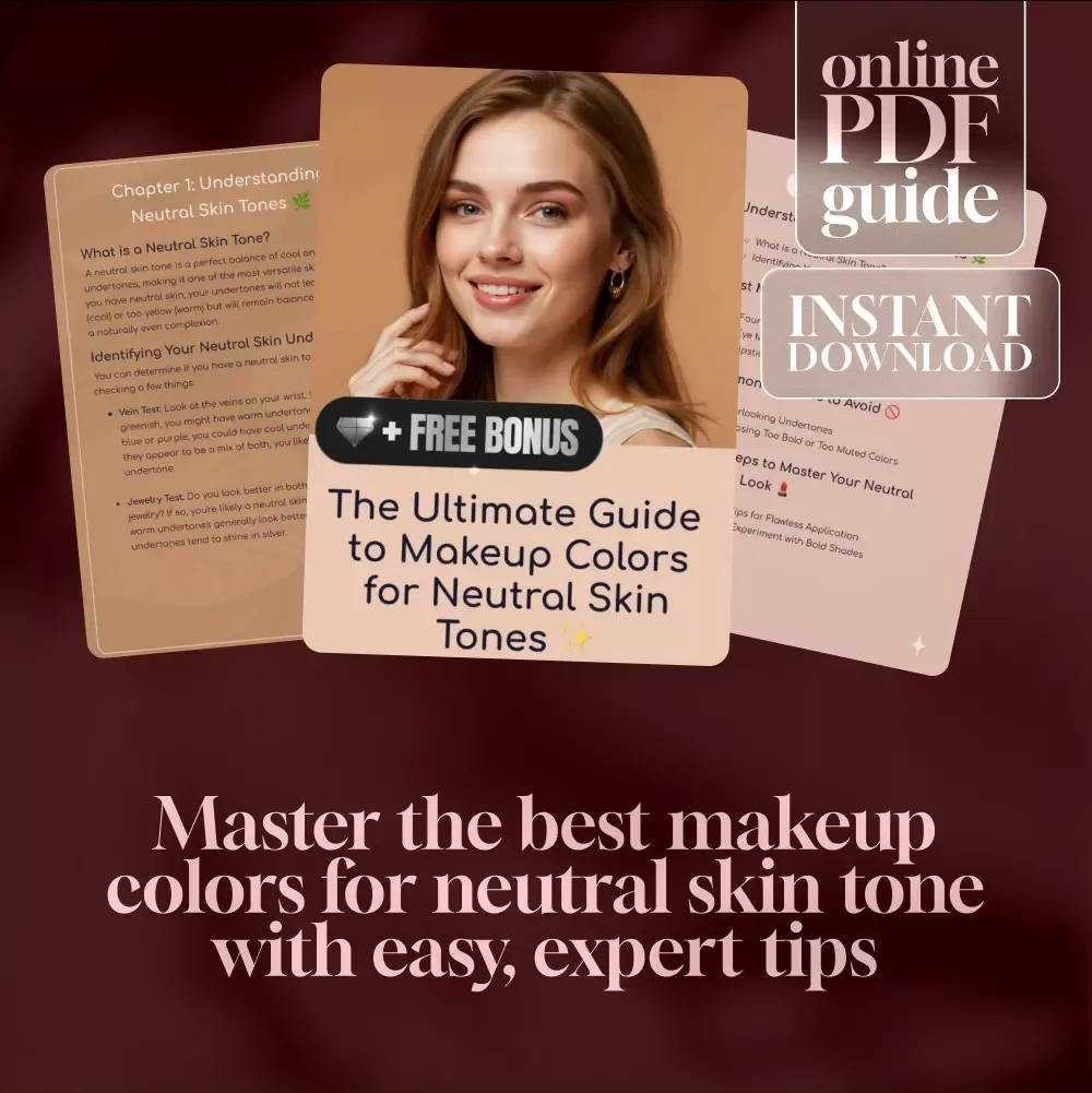 The Ultimate Guide to Makeup Colors for Neutral Skin Tones | Digital Download Guide for Choosing the Best Makeup Colors for Neutral Skin Tone, Foundations, Eyeshadows & Lipsticks