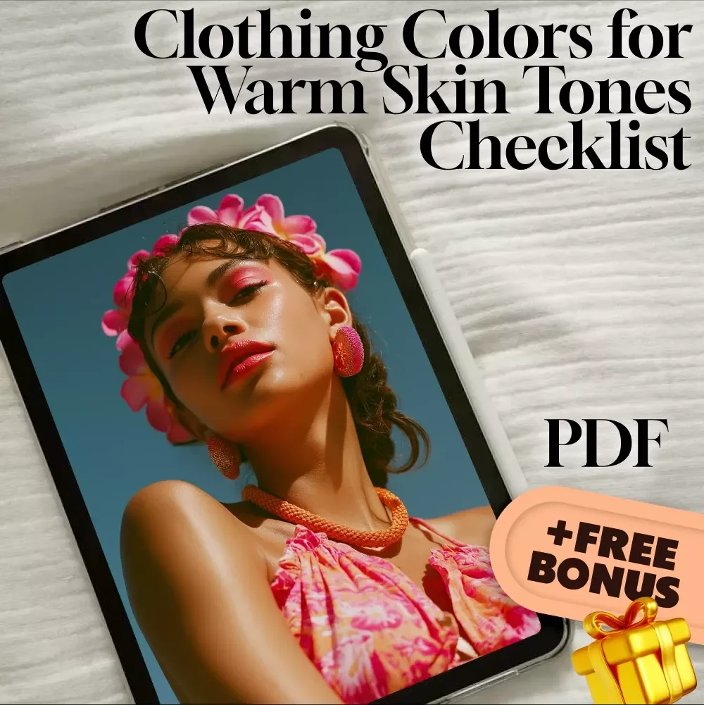 Clothing Colors for Warm Skin Tones Checklist | Digital Download Color Guide for Wardrobe Styling, Fashion Tips & Outfit Inspiration