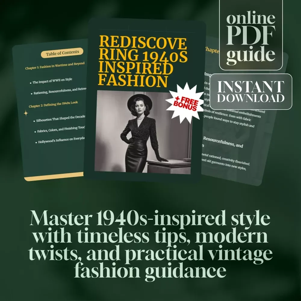 Rediscovering 1940s Inspired Fashion | Vintage Style Guide for Women, Digital Download eBook, WWII Era Clothing History & Modern Styling Tips
