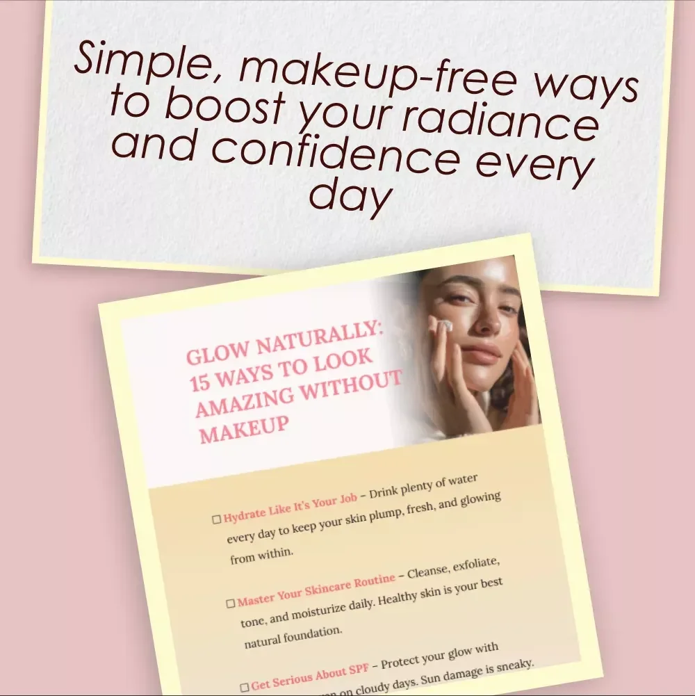 Glow Naturally: 15 Ways to Look Amazing Without Makeup – Self Care & Skincare Checklist for Radiant, Confident Beauty