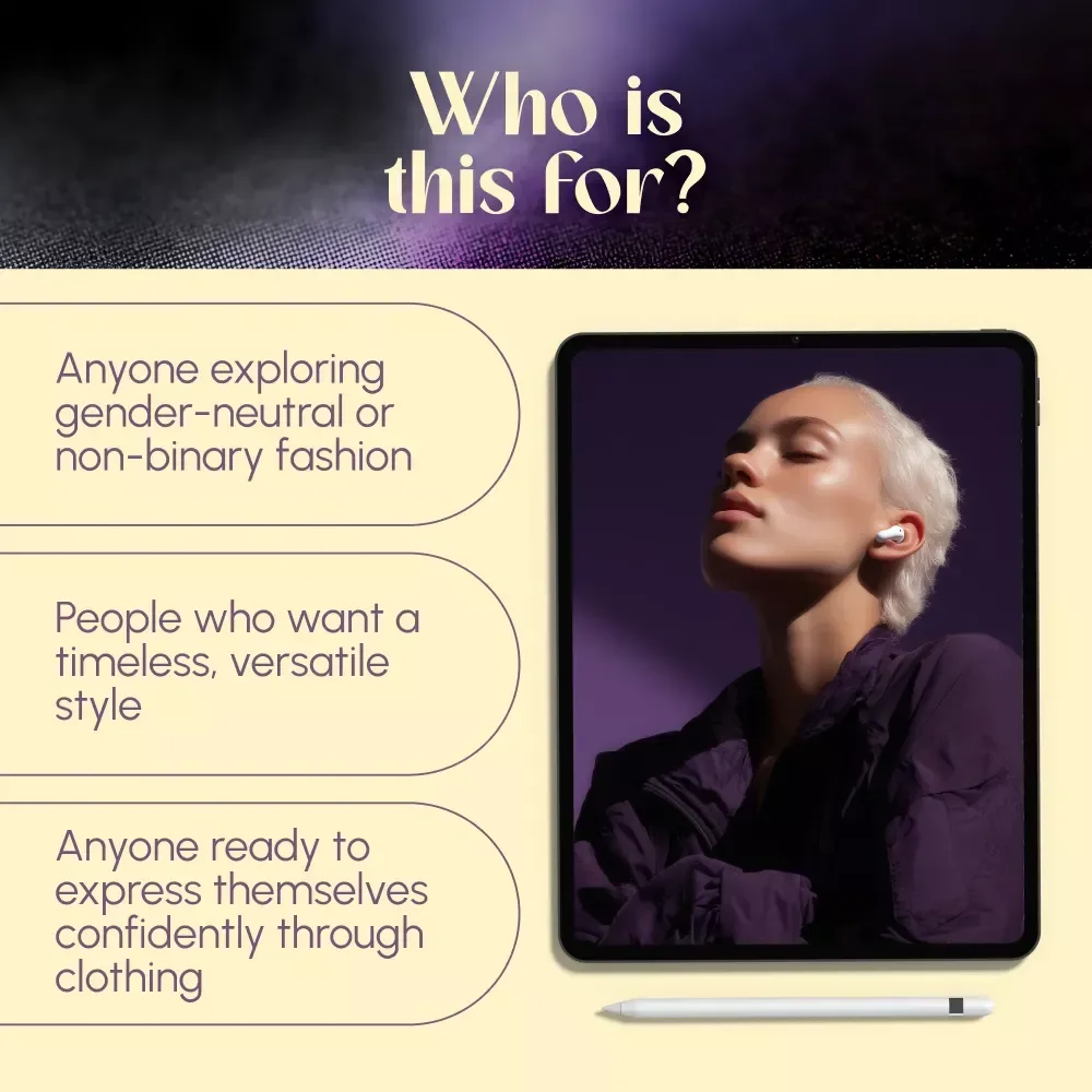 A Style Guide for Androgynous Fashion | Digital Wardrobe Guide for Mixing Masculine and Feminine Styles, Proportion Play & Gender-Neutral Outfits