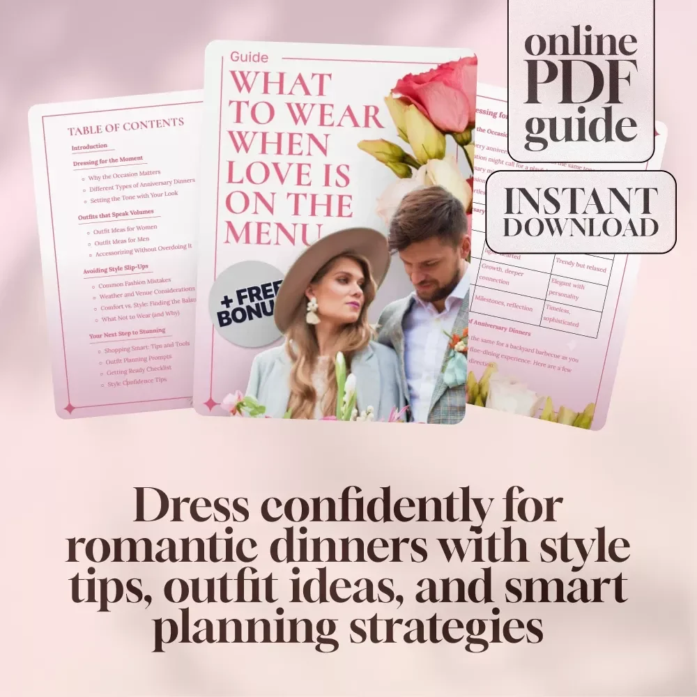 What to Wear When Love is on the Menu | Anniversary Dinner Outfit Guide for Women & Men | Digital Style Tips & Outfit Planning eBook