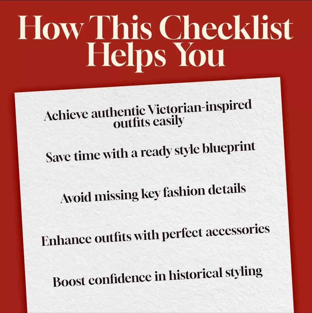 Victorian-Inspired Fashion Style Checklist | Digital Download | Vintage Fashion Guide for Elegant Historical Outfits