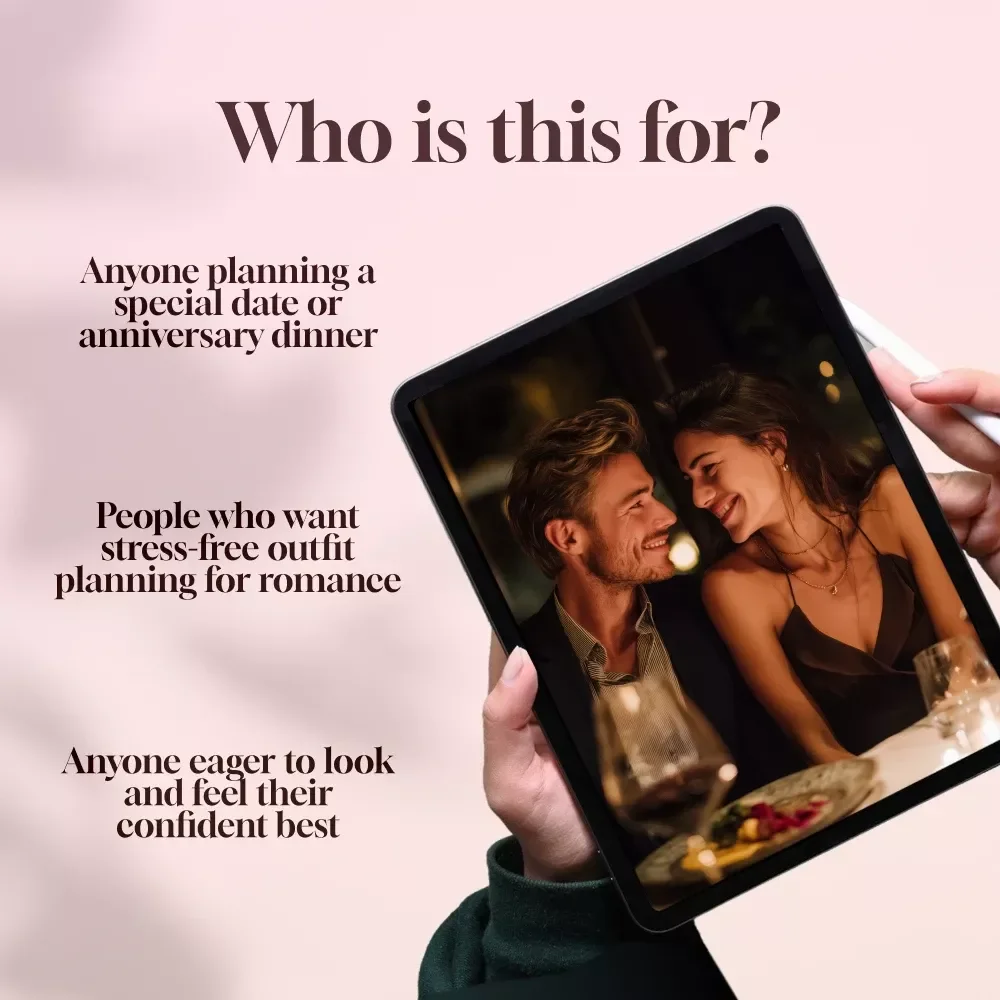 What to Wear When Love is on the Menu | Anniversary Dinner Outfit Guide for Women & Men | Digital Style Tips & Outfit Planning eBook