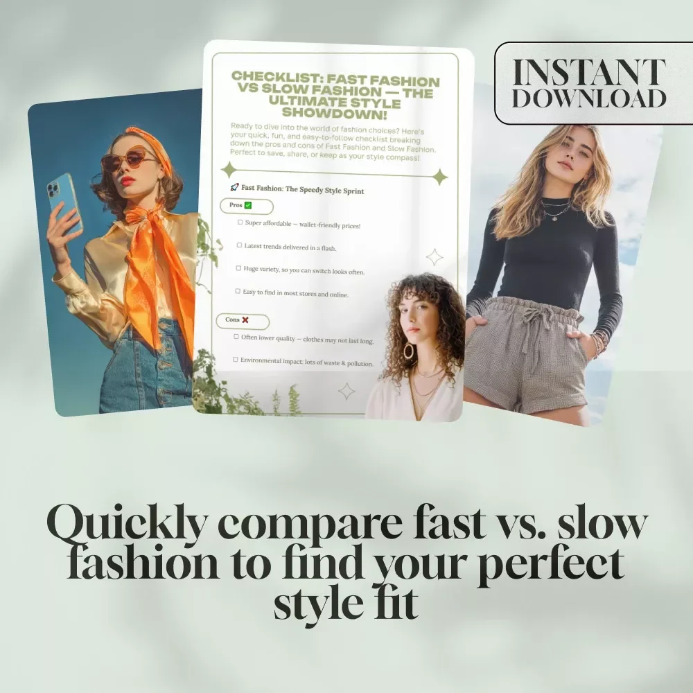 Checklist: Fast Fashion vs Slow Fashion — The Ultimate Style Showdown! | Digital Download Guide for Style, Sustainability & Smart Shopping — Fast Fashion vs Slow Fashion: Pros and Cons