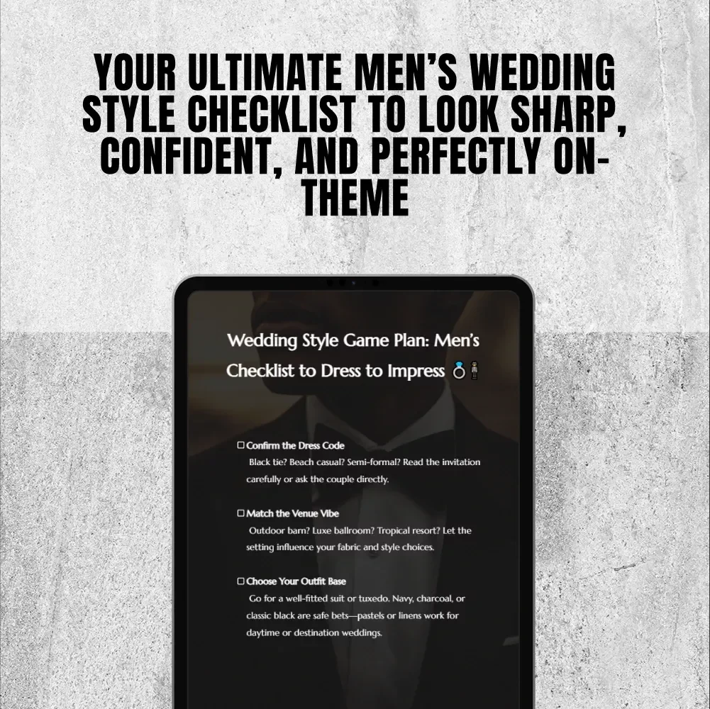 Wedding Style Game Plan: Men’s Checklist to Dress to Impress | Digital Download Guide for Wedding Outfits for Men, Groom & Guest Attire Planning