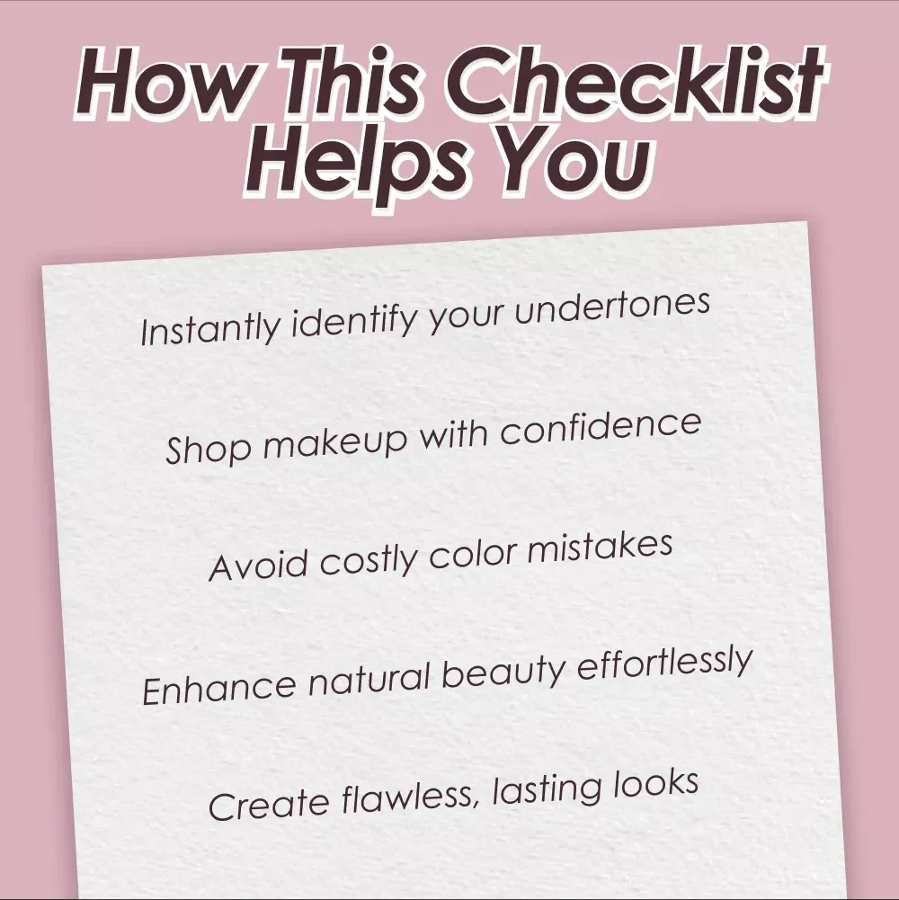 Glow-Up Checklist: A Guide to Makeup Shades for Cool Skin Tones | Digital Download Beauty Guide, Makeup Color Match Checklist for Cool Undertones
