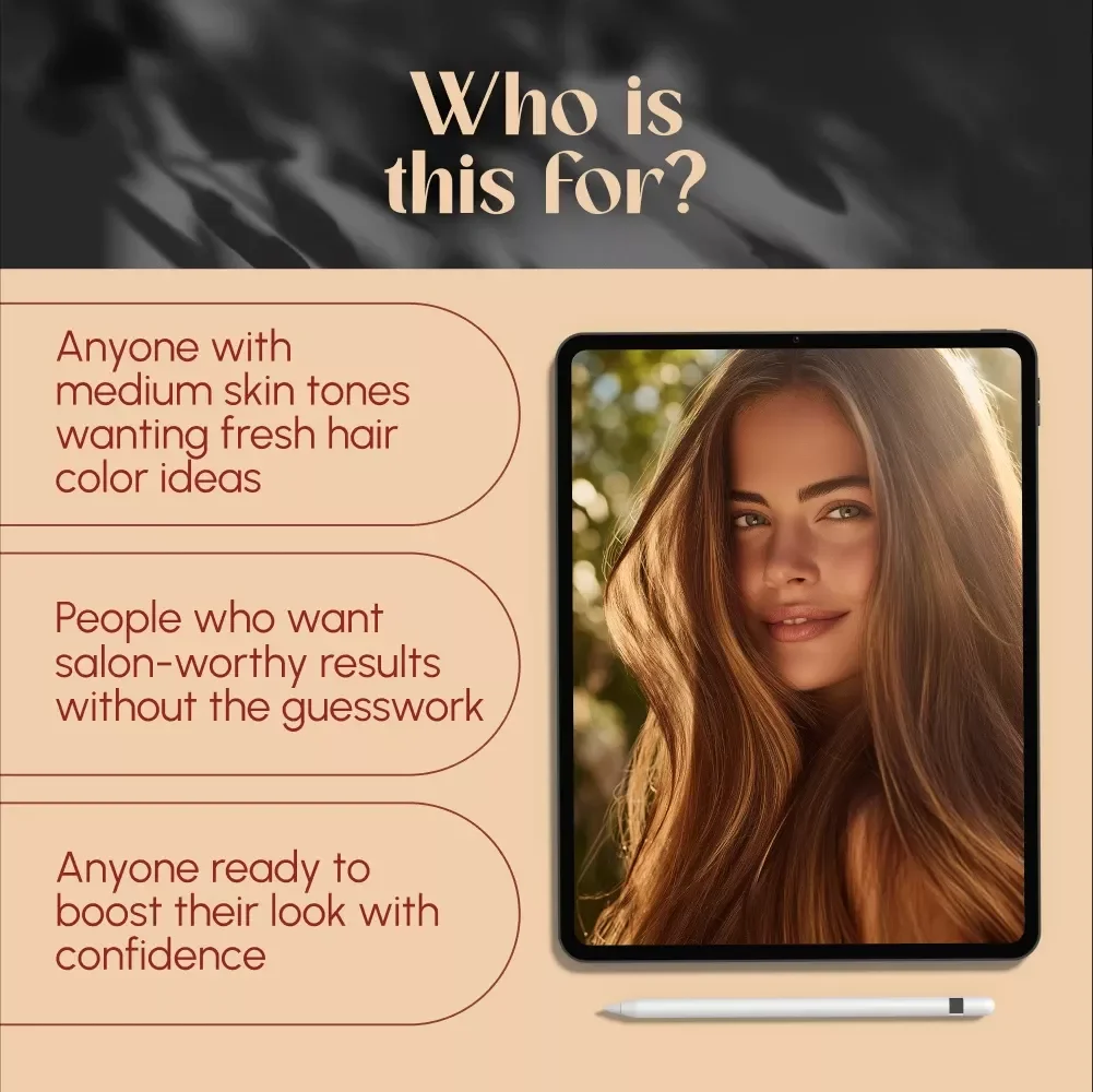 Glow & Go: The Ultimate Guide to Hair Color for Medium Skin Tones – Digital Download eBook & Hair Color Tips for Medium Skin Tone Beauty Inspiration