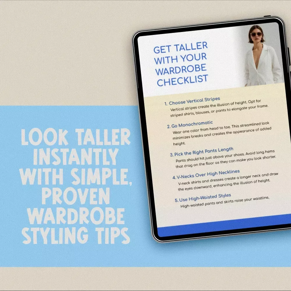 Get Taller with Your Wardrobe Checklist – Digital Style Guide on How to Look Taller with Clothes, Fashion Tips for Petite and Style-Conscious Women