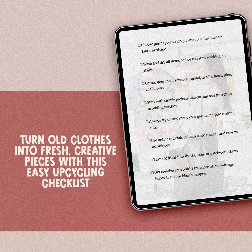 Beginner’s Checklist for Upcycling Clothes | Printable DIY Clothing Upcycling Guide for Beginners