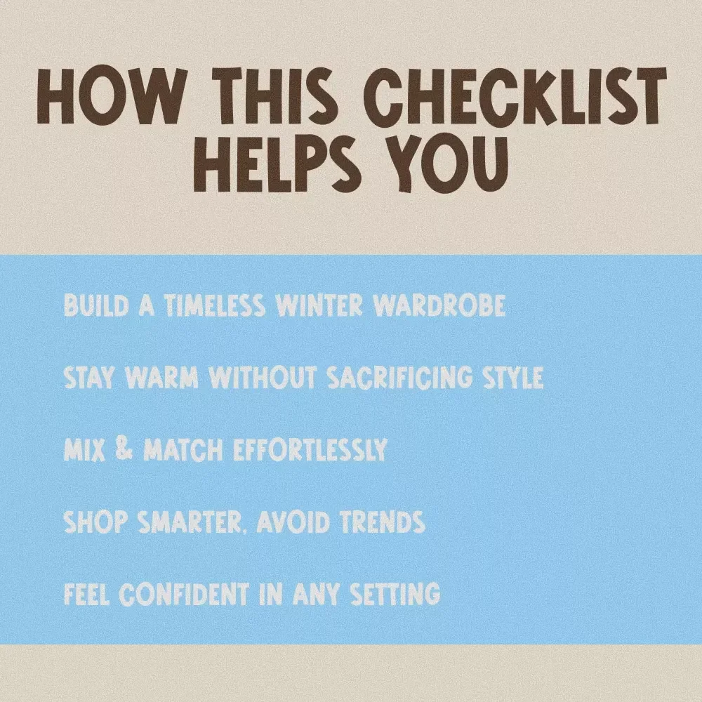 Cozy & Chic: Classic Winter Fashion Must-Haves Checklist | Digital Download Wardrobe Guide for Timeless Cold-Weather Style