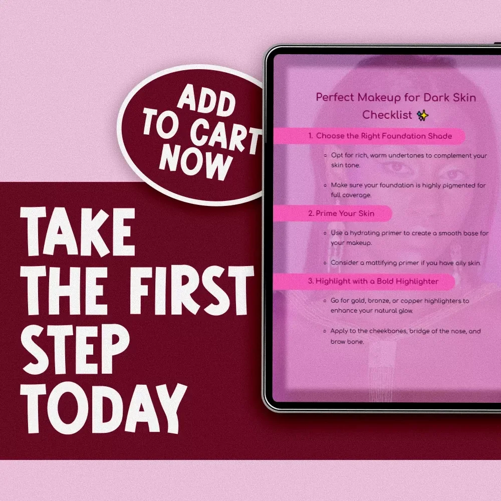 Perfect Makeup for Dark Skin Checklist – Digital Download Guide for Flawless Complexion, Bold Colors & Radiant Glow | Makeup for Dark Skin Beauty Tips