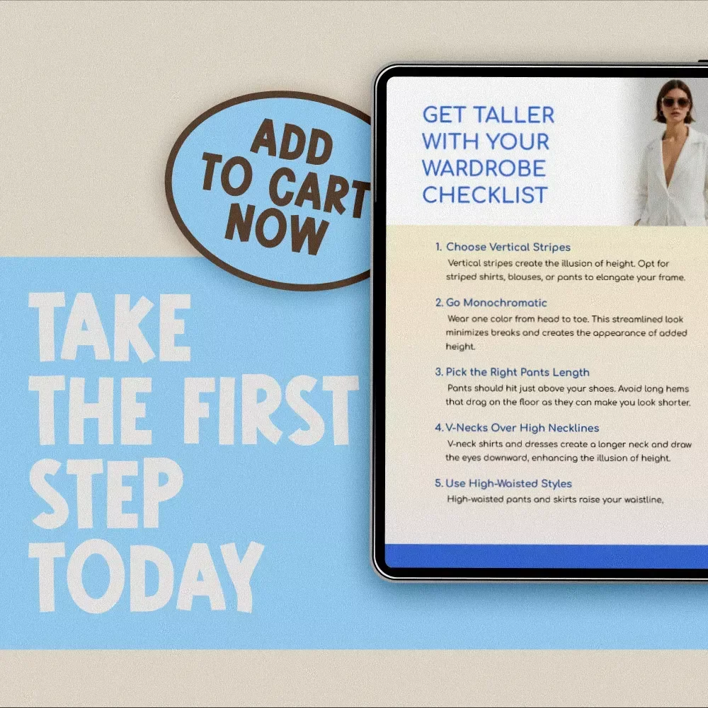 Get Taller with Your Wardrobe Checklist – Digital Style Guide on How to Look Taller with Clothes, Fashion Tips for Petite and Style-Conscious Women