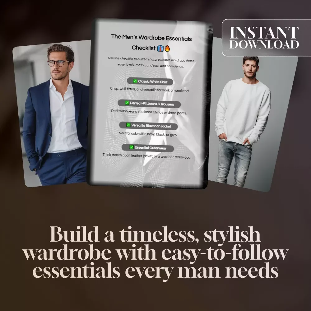 The Men’s Wardrobe Essentials Checklist | Printable Men’s Fashion Guide for Classic & Timeless Style | Digital Download