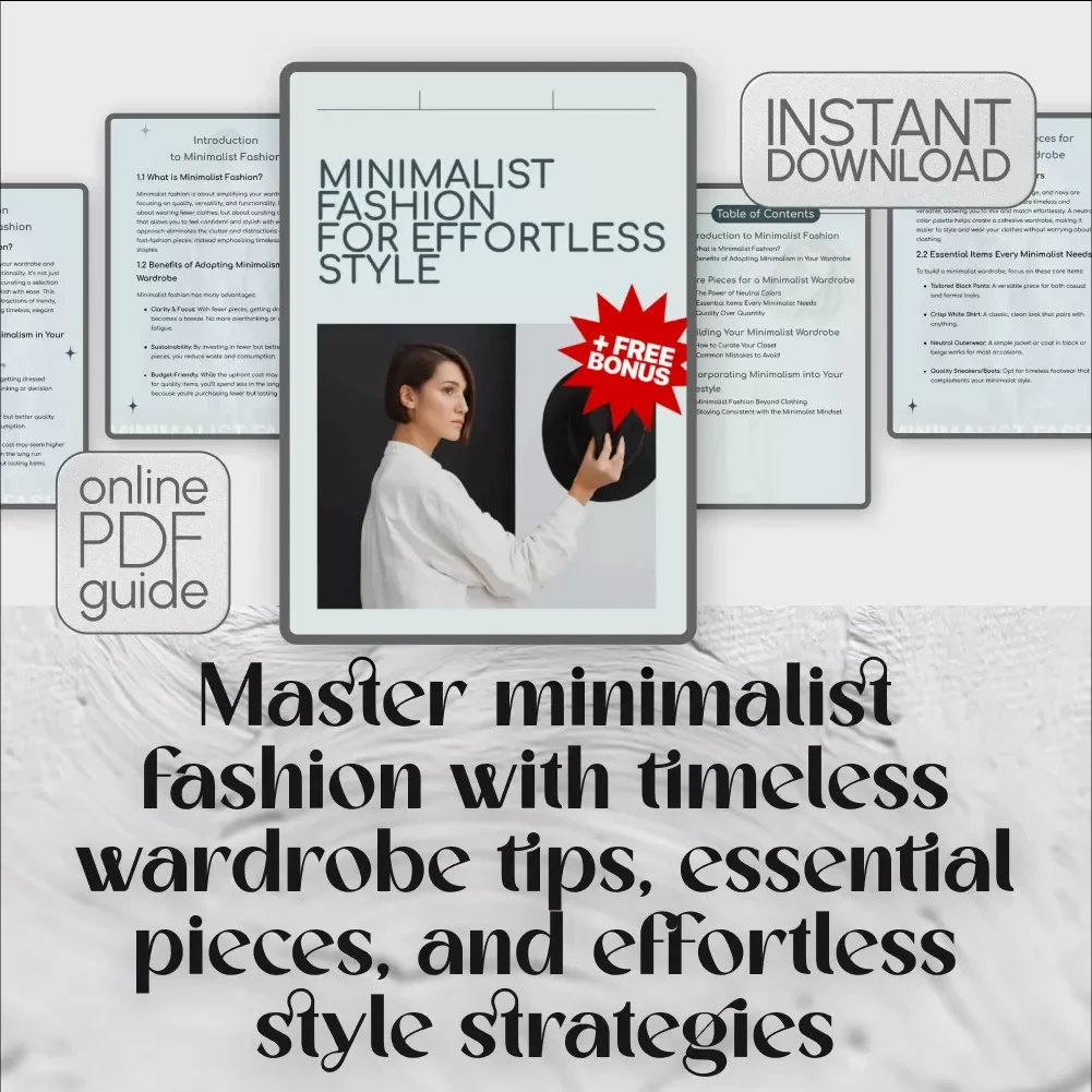 Minimalist Fashion for Effortless Style | Digital Guide for Wardrobe Inspiration, Core Pieces & Lifestyle Tips | Minimalist Fashion Inspiration eBook
