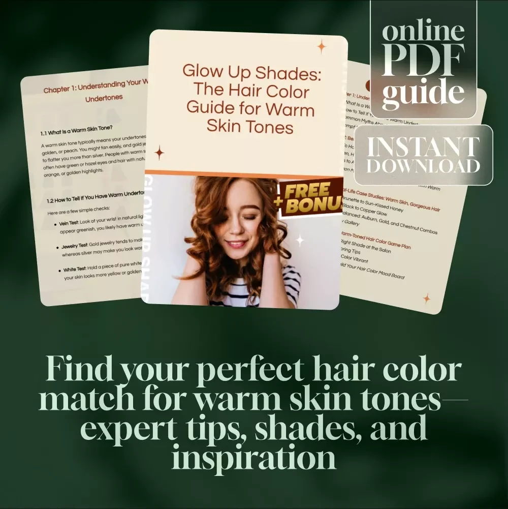 Glow Up Shades: The Hair Color Guide for Warm Skin Tones | Digital Download | Hair Color for Warm Skin Tone Tips, Shade Ideas & Color Chart