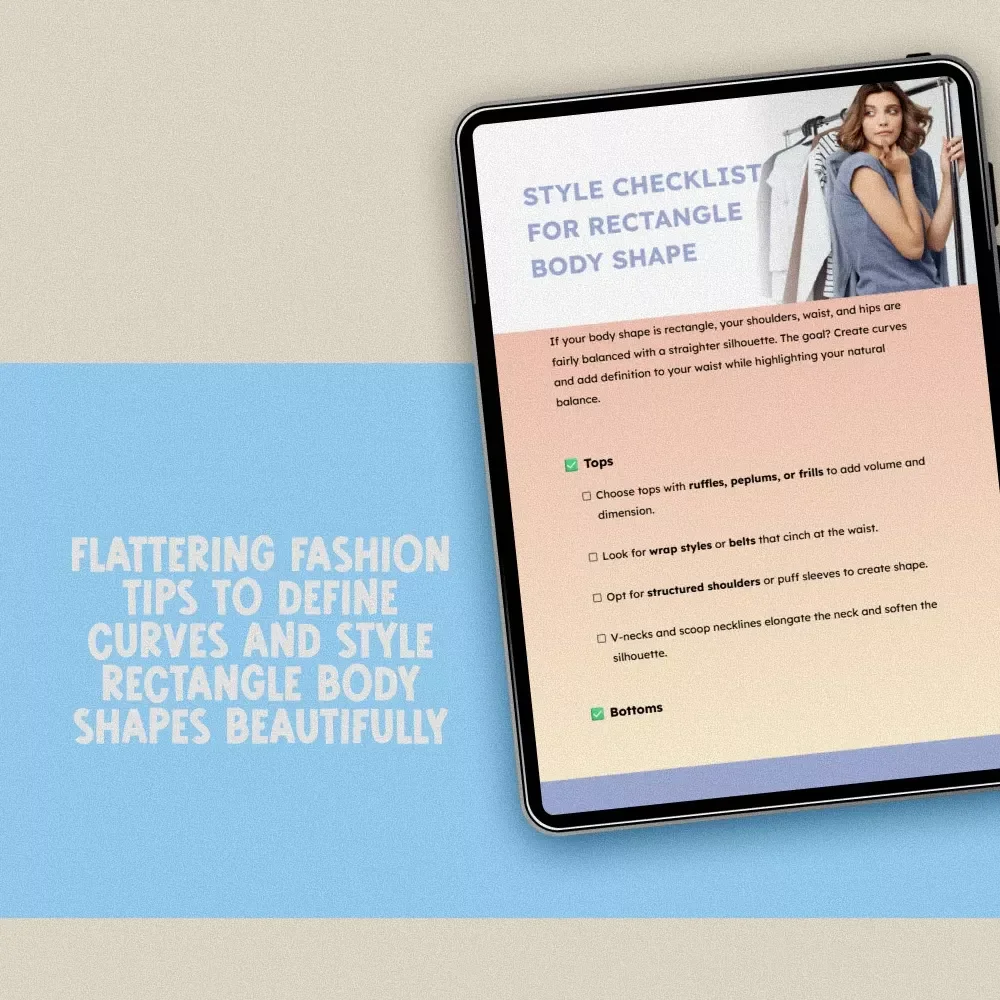 Style Checklist for Rectangle Body Shape – Digital Download Guide for Flattering Outfits, Styles & Wardrobe Inspiration