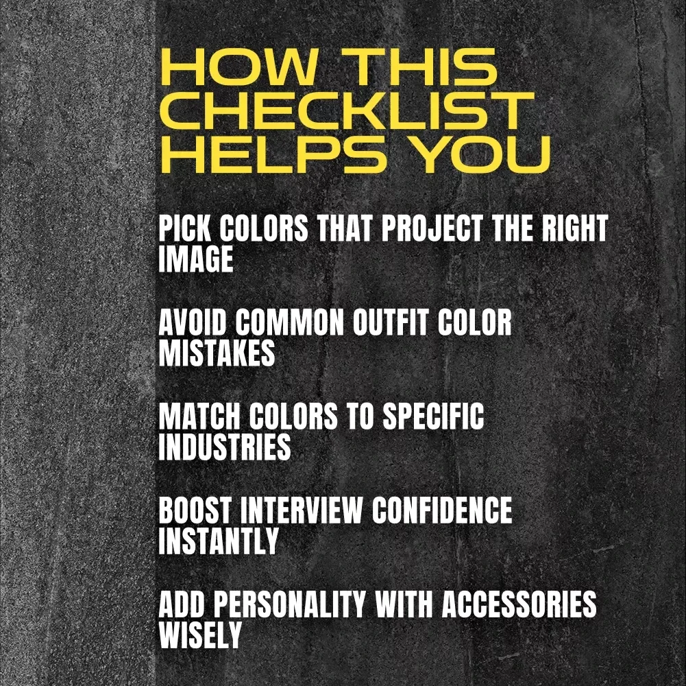 Confidence Colors Checklist: Dress to Ace Your Job Interview! | Digital Download Guide for Best Colors for Job Interview Confidence | Printable Interview Outfit Color Tips