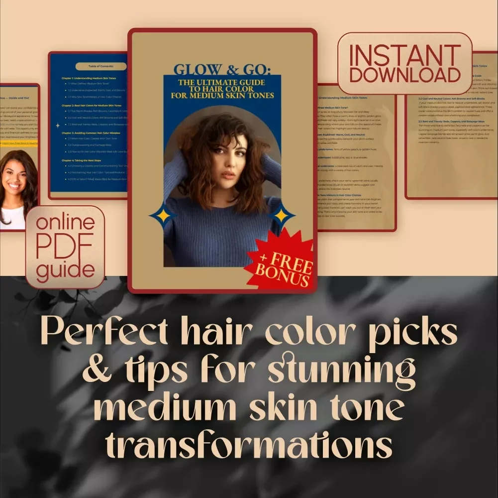 Glow & Go: The Ultimate Guide to Hair Color for Medium Skin Tones – Digital Download eBook & Hair Color Tips for Medium Skin Tone Beauty Inspiration