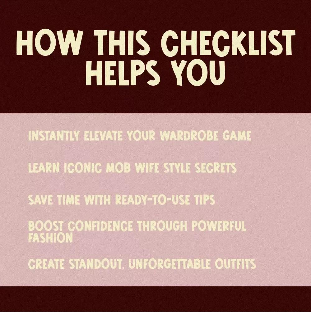 Mob Wife Aesthetic Checklist: Channel Your Inner Power Diva | Digital Download Style Guide for Luxe, Bold & Glamorous Fashion