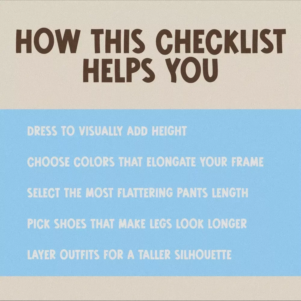 Get Taller with Your Wardrobe Checklist – Digital Style Guide on How to Look Taller with Clothes, Fashion Tips for Petite and Style-Conscious Women