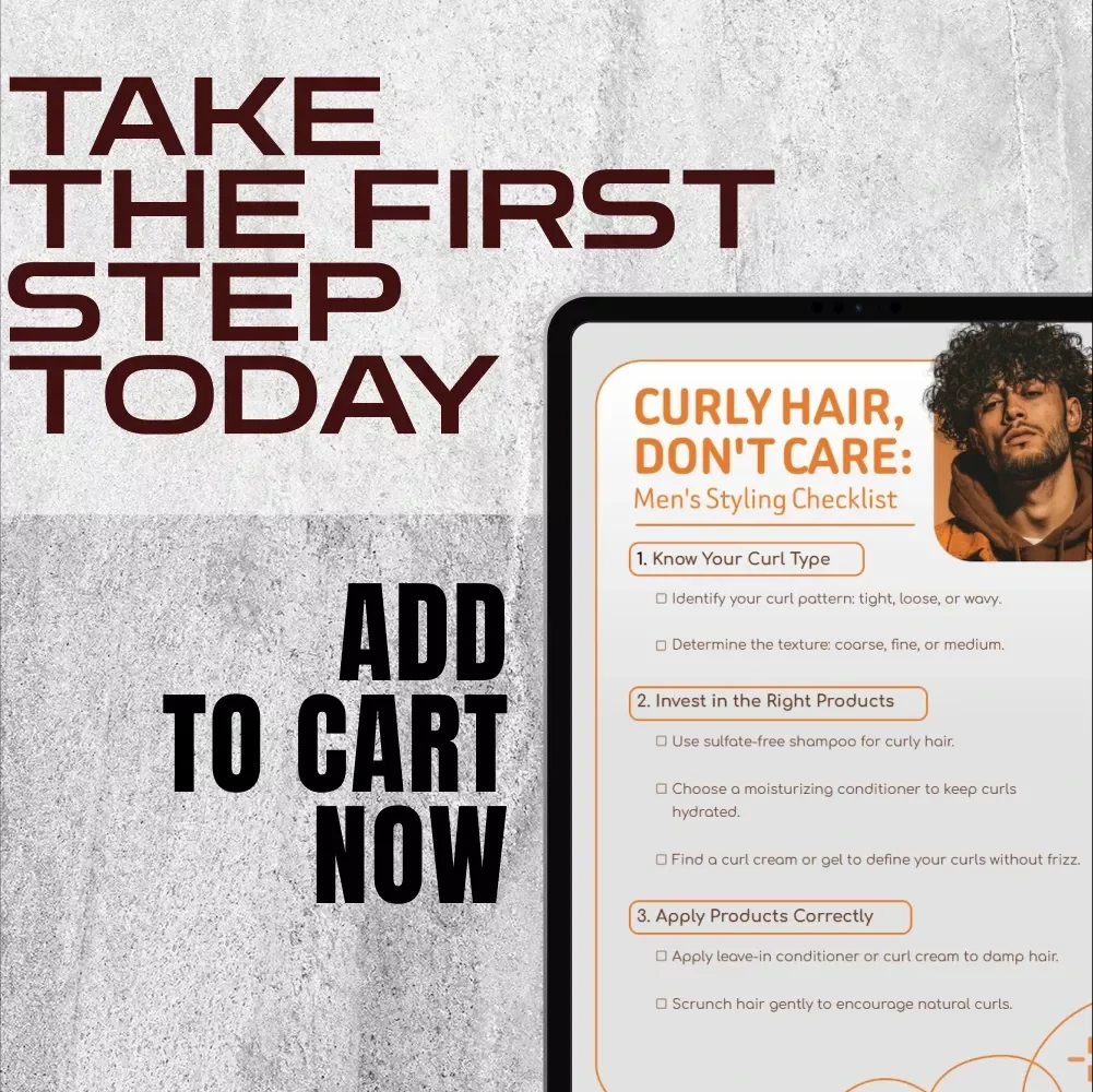Curly Hair, Don't Care: Men's Styling Checklist | Digital Download for Hair Style for Man Curly | eBook Guide for Perfect Curls