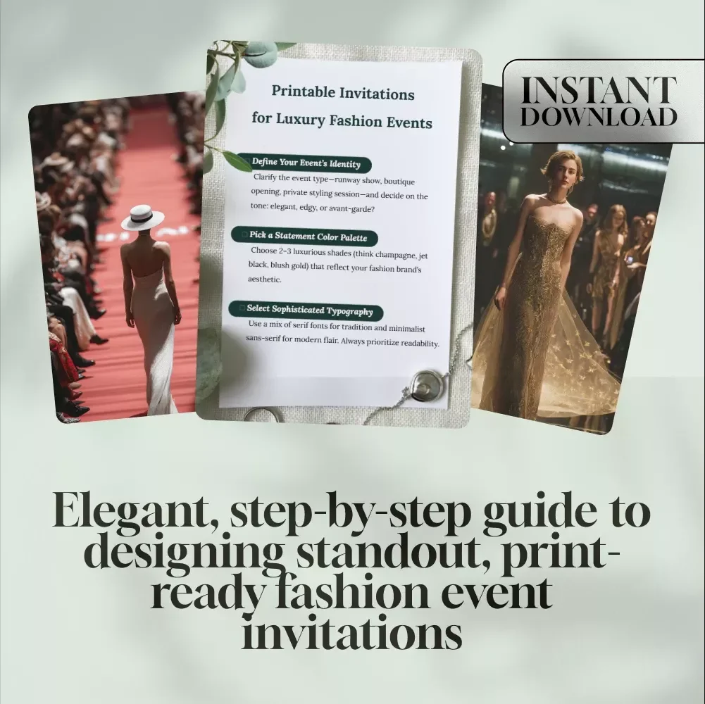 Printable Invitations for Luxury Fashion Events | Editable Checklist for High-End Fashion Shows, Boutique Launches & VIP Styling Soirées
