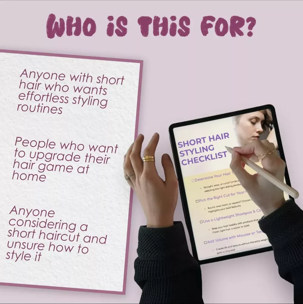 Short Hair Styling Checklist | How to Style Short Hair | Digital Download PDF for Short Haircuts