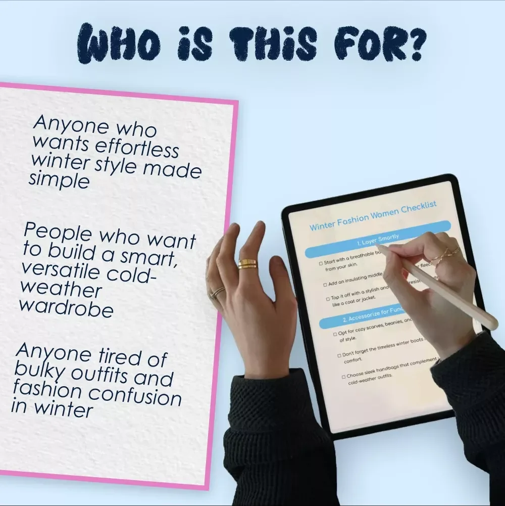 Winter Fashion Women Checklist | Stylish Cold Weather Outfit Planner | Digital Download Fashion Guide for Women