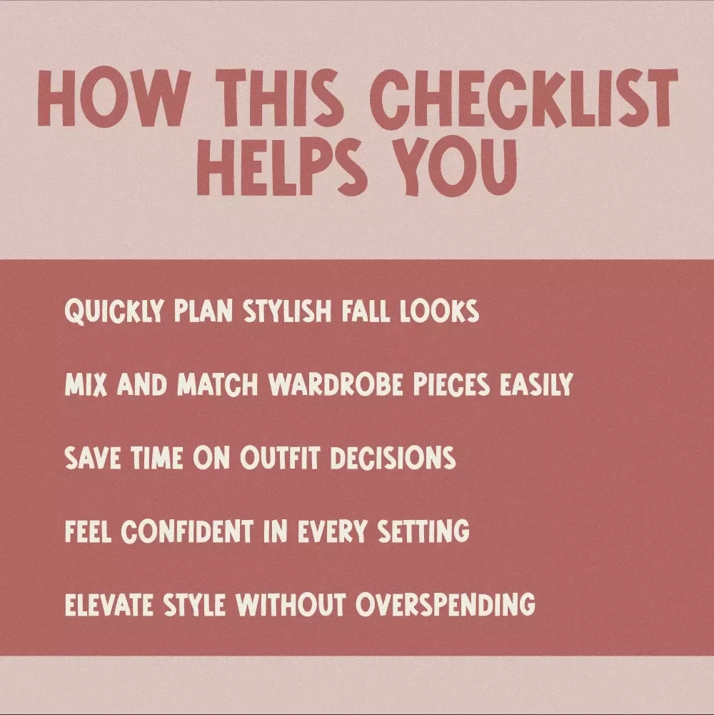Fall Fashion Essentials for Women | Stylish Fall Outfits Women’s Digital Checklist for Effortless Autumn Wardrobe Planning