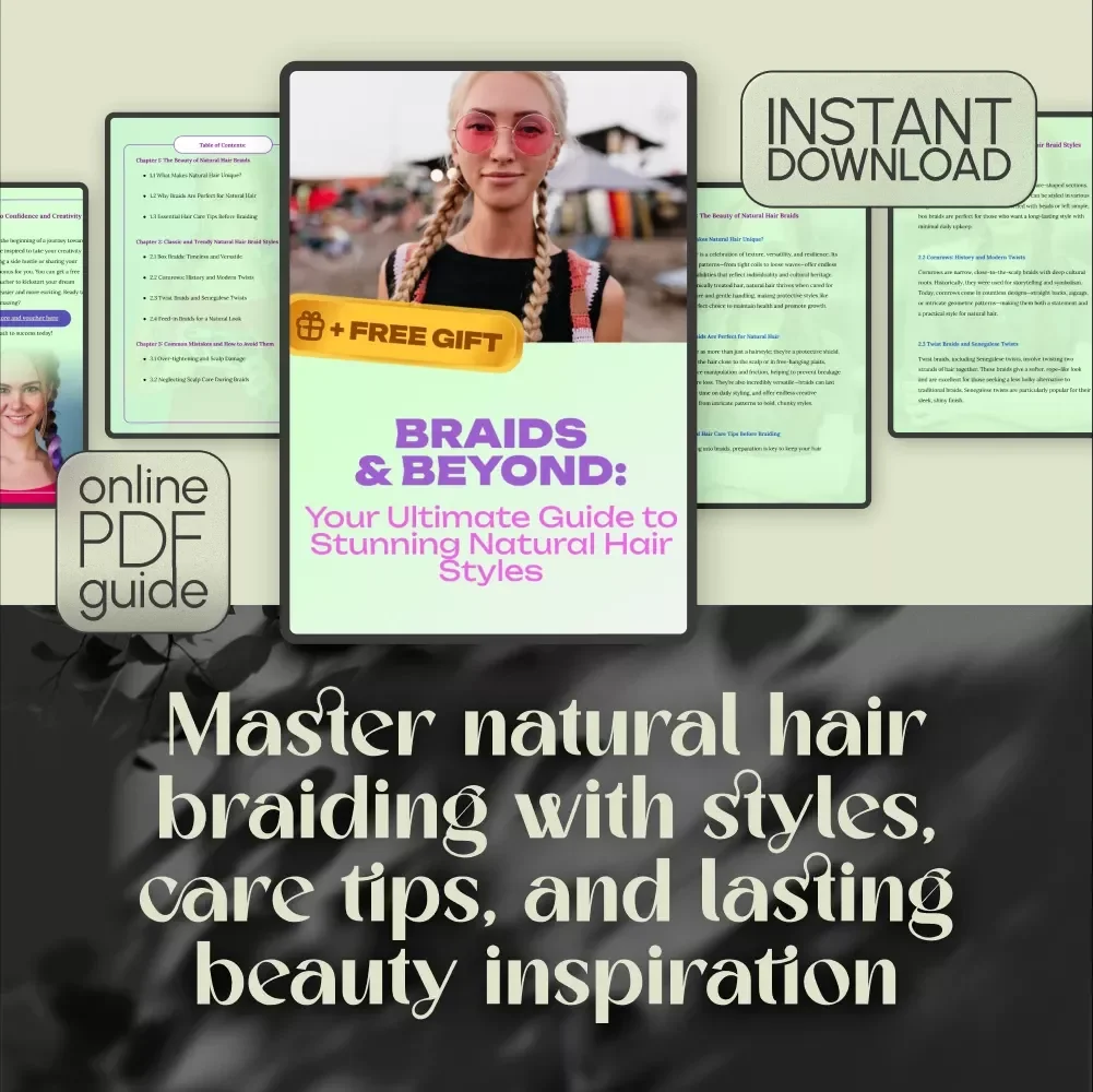 Braids & Beyond: Your Ultimate Guide to Stunning Natural Hair Styles – Digital Download eBook for Natural Hair Braid Styles, Protective Haircare & Styling Inspiration