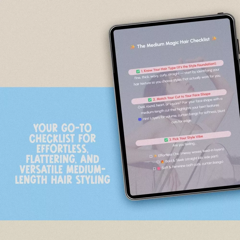 The Medium Magic Hair Checklist | Digital Download for Medium Hair Styles for Women | Hairstyle Guide, Styling Tips & Cut Inspiration