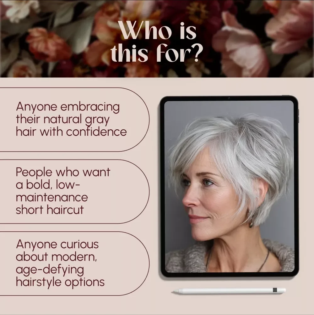 Chic & Confident: The Ultimate Guide to Short Haircuts for Gray Hair | Short Haircut Styles for Gray Hair eBook | Digital Download Guide
