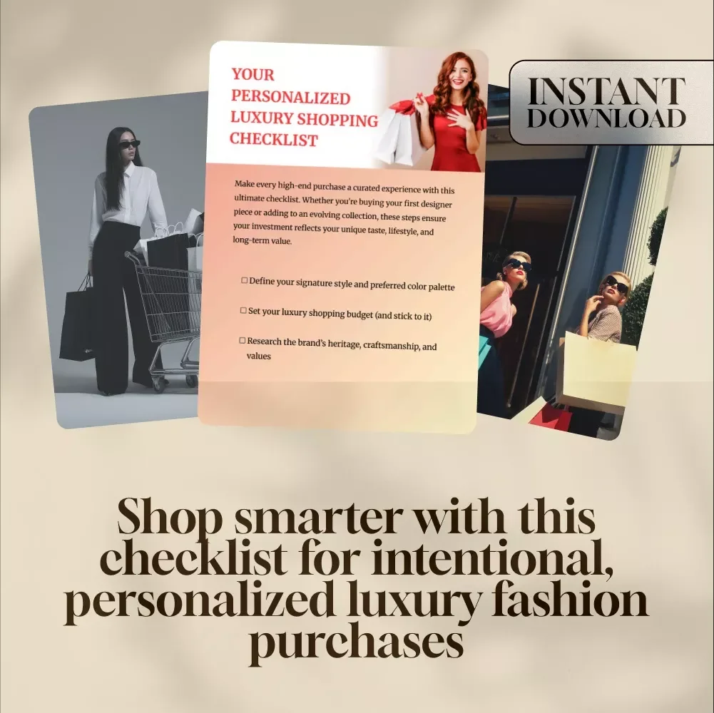 Personalized Luxury Shopping Checklist | Ultimate Digital Guide for Designer Fashion Lovers | PDF Download