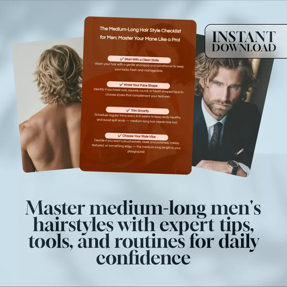 The Medium-Long Hair Style Checklist for Men: Master Your Mane Like a Pro | Digital Download Guide for Hair Style Man Medium Long | Men’s Grooming Printable