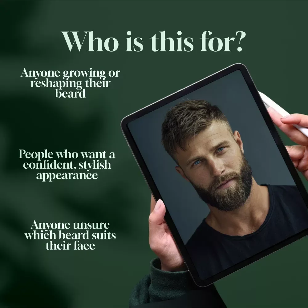 Master Your Look: The Ultimate Guide to Beard Styles for Men | Digital Beard Style Guide for Grooming, Trimming & Face Shape Matching