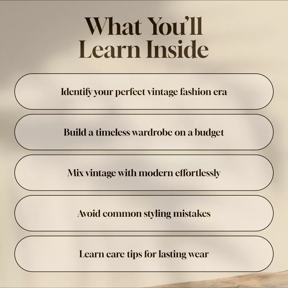 Timeless Threads: A Beginner’s Guide to Vintage Style Clothing | Digital Download PDF eBook | Vintage Fashion Guide for Women | Retro Style Tips & Wardrobe Checklist