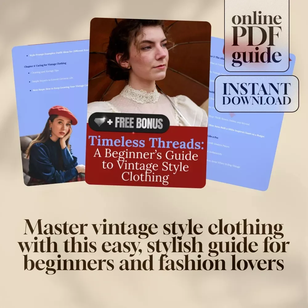 Timeless Threads: A Beginner’s Guide to Vintage Style Clothing | Digital Download PDF eBook | Vintage Fashion Guide for Women | Retro Style Tips & Wardrobe Checklist